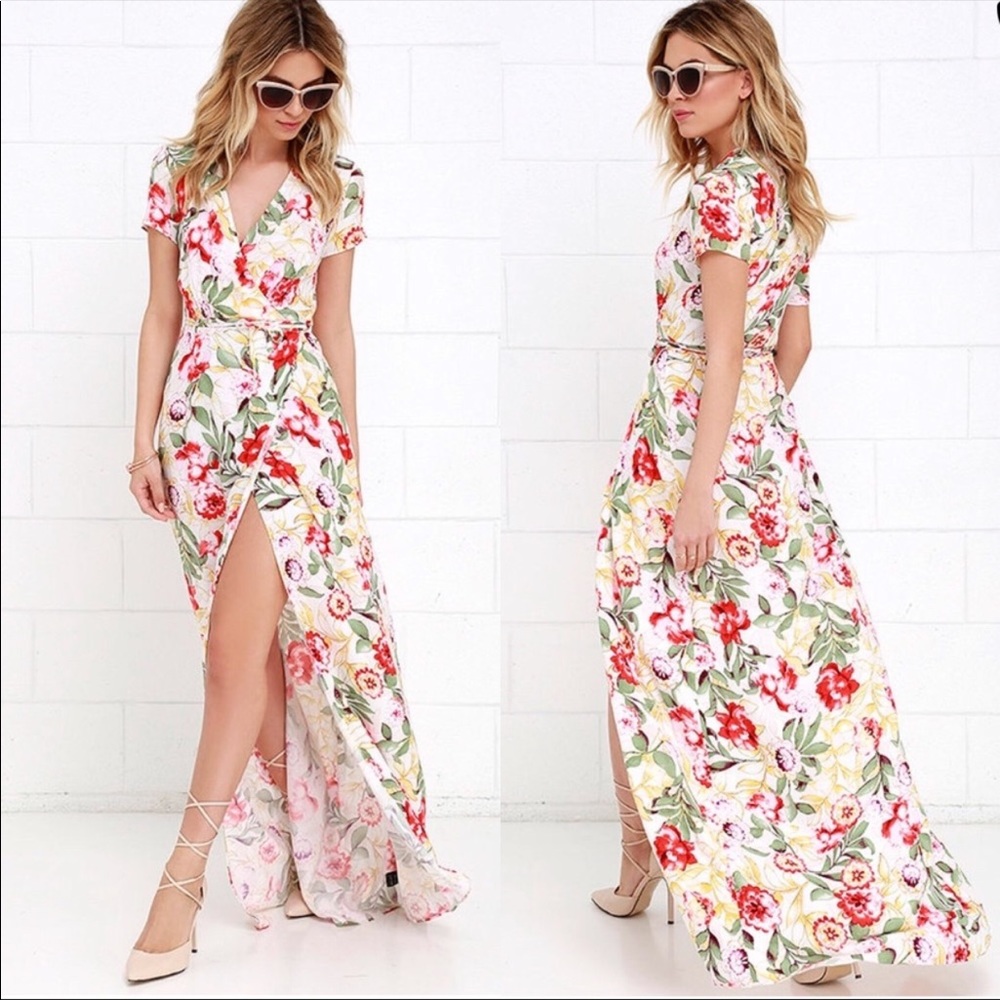 Lulu’s vine art floral wrap dress small sold out